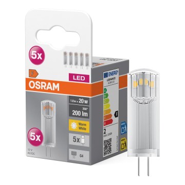 5er-Set LED-Leuchtmittel, G4-Stiftsockel, 1,8 W, 12 V, 2700 K – Osram