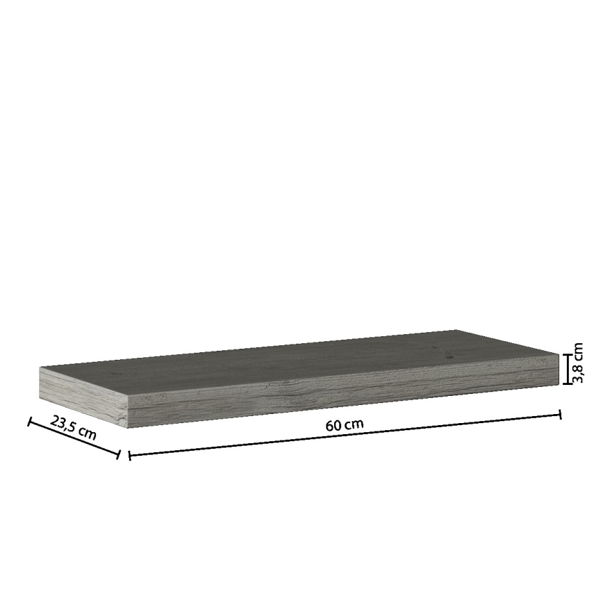 5five - Wandregal HYLE 60x24 cm graue Eiche