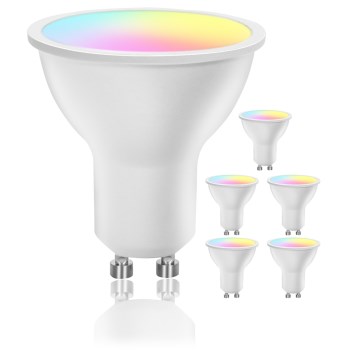 6er-Set LED RGBW dimmbare GU10/6,5W/230V 2700-6500K Wi-Fi - Aigostar