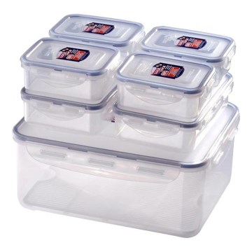 7er-Set Lebensmittel-Vorratsdosen LOCK blau/transparent