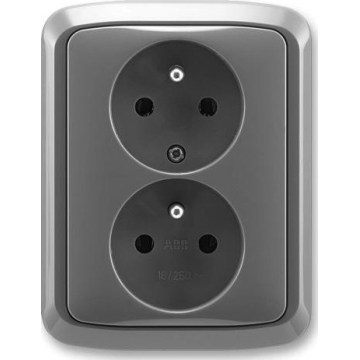 ABB 5512A-2349 S2 - Doppelsteckdose für den Wohnbereich mit Rahmen TANGO 250V dunkelgrau