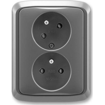 ABB 5513A-C02357 S2 - Doppelsteckdose für den Hausgebrauch mit Rahmen TANGO 250V dunkelgrau
