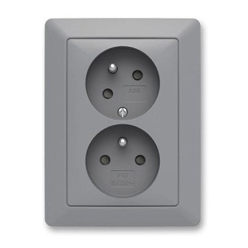 ABB 5513T-C02157 141 - Doppelsteckdose für den Hausgebrauch mit Rahmen ZONI 250V grau