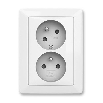ABB 5513T-C02157 500 - Doppelsteckdose für den Hausgebrauch mit Rahmen ZONI 250V weiß