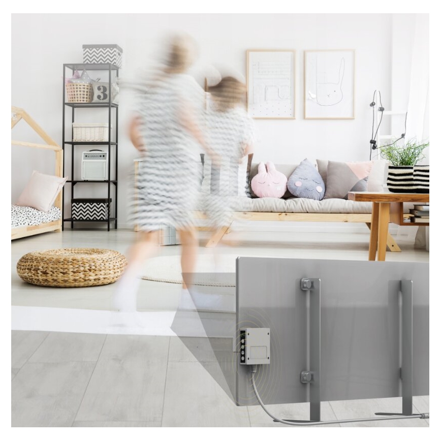 AENO - Elektrisches Smart-Infrarot-Panel mit LED-Anzeige 700W Timer/Thermostat IP44 Wi-fi grau