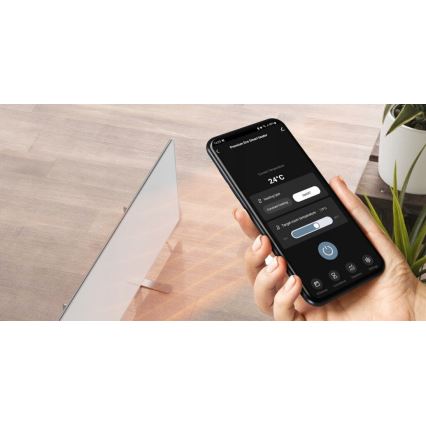 AENO - Elektrisches Smart-Infrarot-Panel mit LED Anzeige 700W Timer/Thermostat IP44 Wi-fi weiß