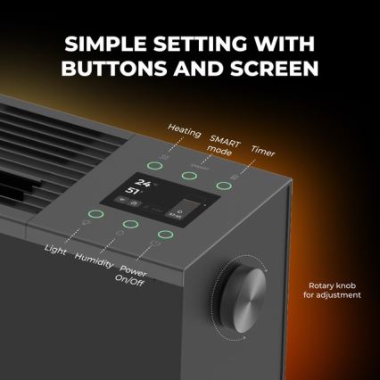 AENO - Intelligenter elektrischer Direktheizkörper/Konvektor 1000/2000 W schwarz