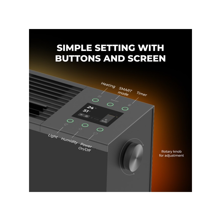 AENO - Intelligenter elektrischer Direktheizkörper/Konvektor 1000/2000 W schwarz