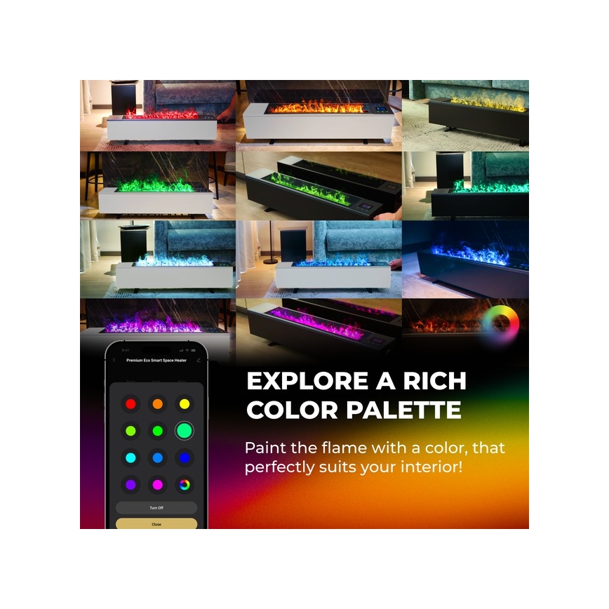 AENO - Intelligenter elektrischer Direktheizkörper/Konvektor 1000/2000 W schwarz