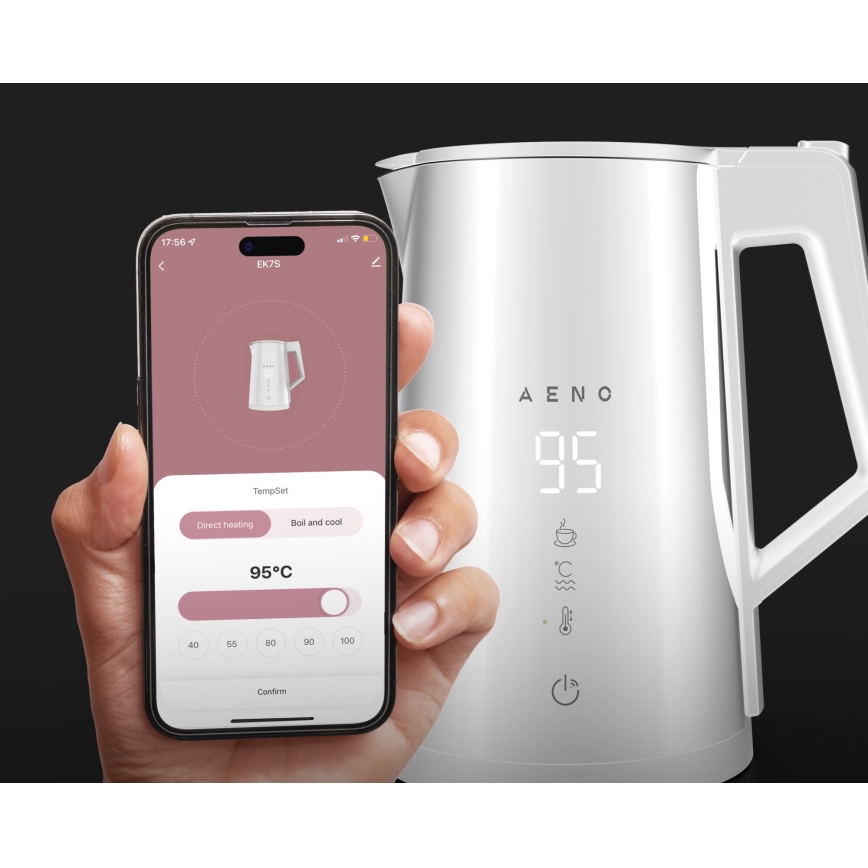 AENO - Intelligenter, schnellkochender Wasserkocher mit LED-Display 1,7 l 2200W/230V weiß