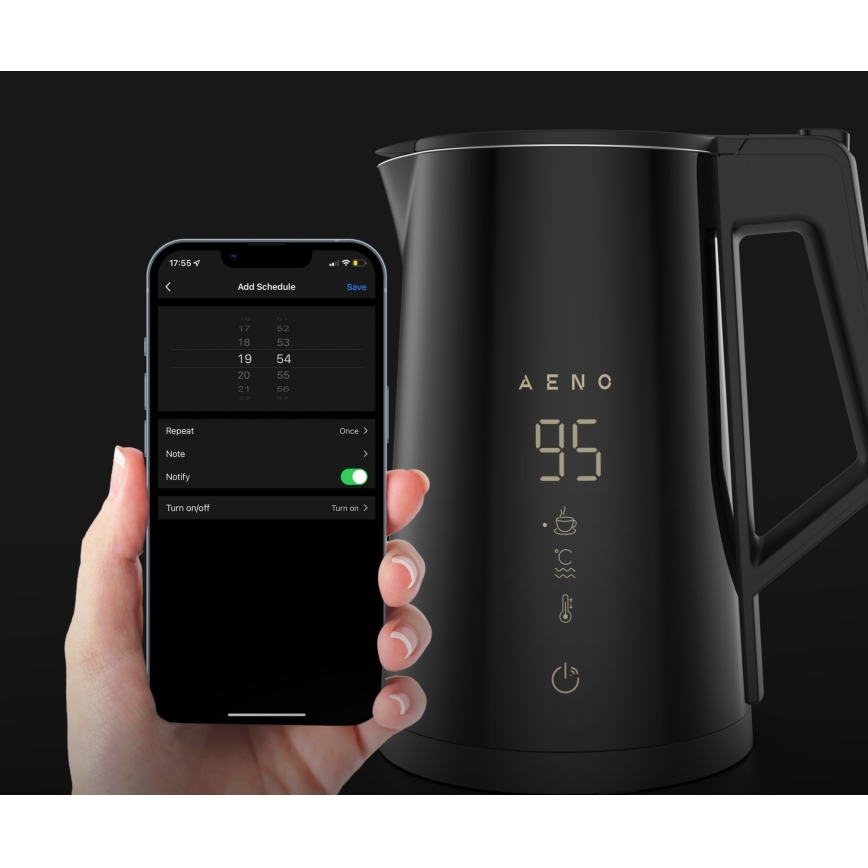 AENO - Intelligenter Wasserkocher mit LED-Display 1,7 l 2200 W/230 V schwarz