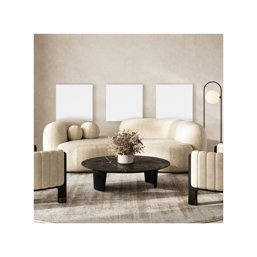 AENO - Intelligentes elektrisches Infrarotpaneel 500W mit Zeitschaltuhr/Thermostat, Wi-Fi, Weiß