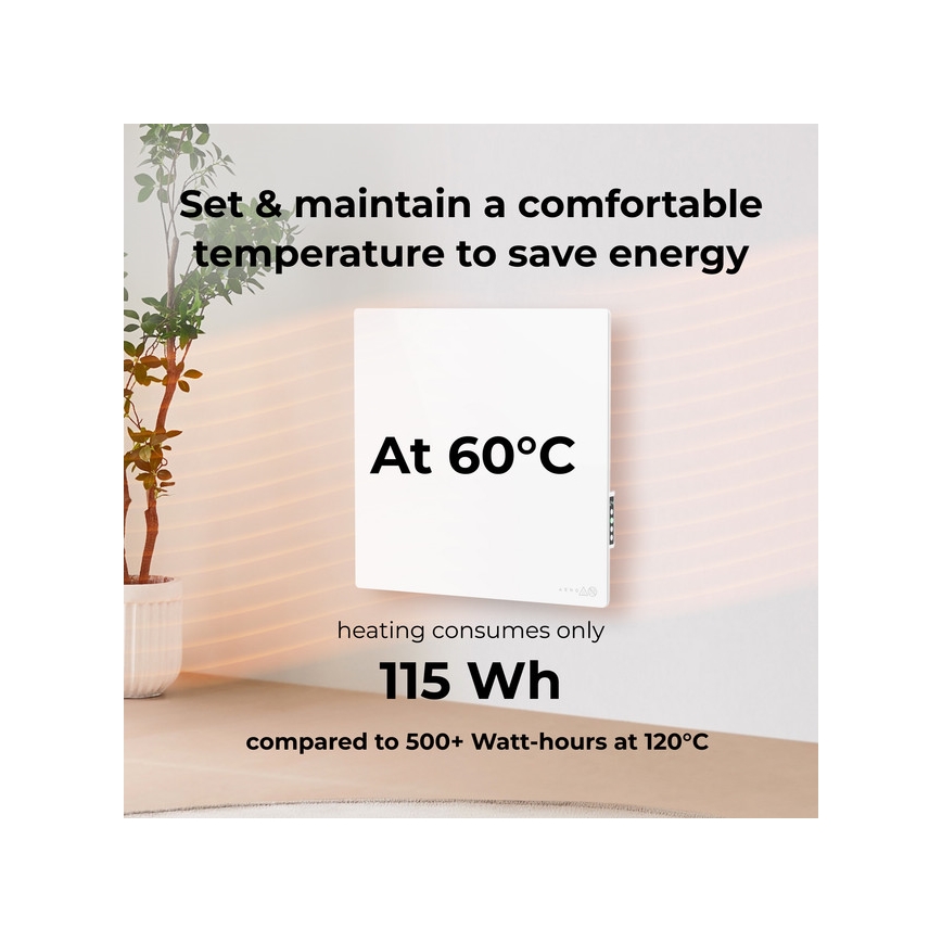 AENO - Intelligentes elektrisches Infrarotpaneel 500W mit Zeitschaltuhr/Thermostat, Wi-Fi, Weiß