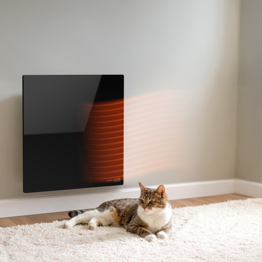 AENO - Smartes elektrisches Infrarot-Heizpaneel 500 W mit Timer/Thermostat, Wi-Fi, schwarz