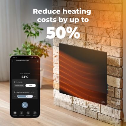 AENO - Smartes elektrisches Infrarot-Heizpaneel 500 W mit Timer/Thermostat, Wi-Fi, schwarz