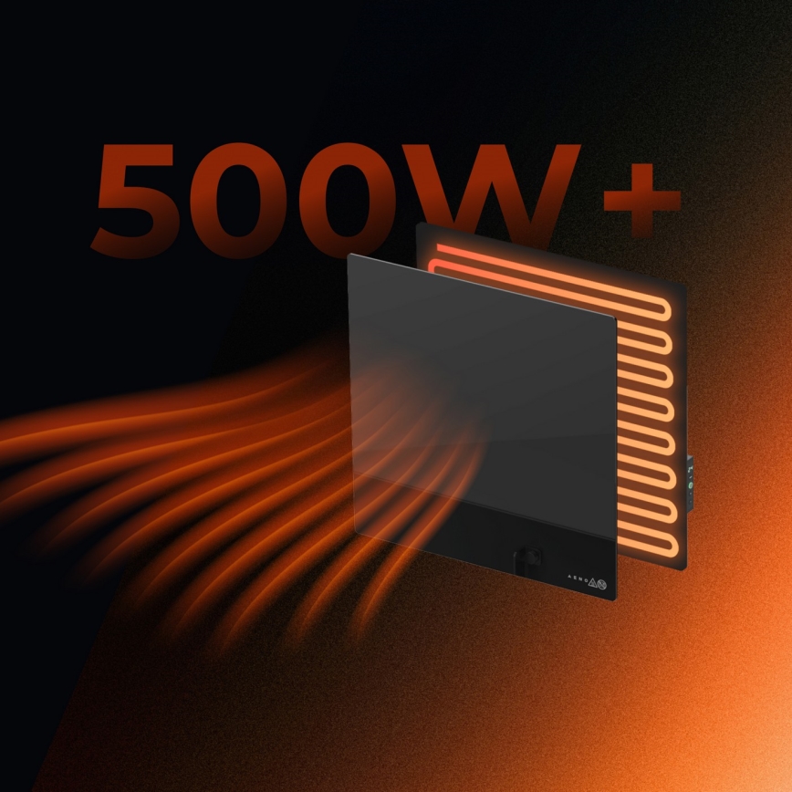 AENO - Smartes elektrisches Infrarot-Heizpaneel 500 W mit Timer/Thermostat, Wi-Fi, schwarz
