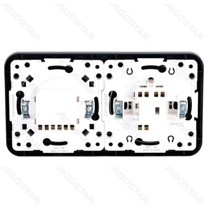 Aigostar - 1-fach Schalter Nr. 5 und SCHUKO-Steckdose 230 V mit Abdeckrahmen, schwarz