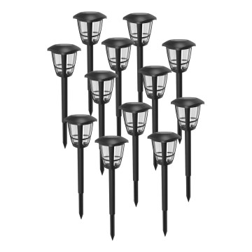 Aigostar - 12er-Set LED-Solarleuchte LED/0,06W/2V 33,8 cm 6500K 100 mAh IP44 schwarz