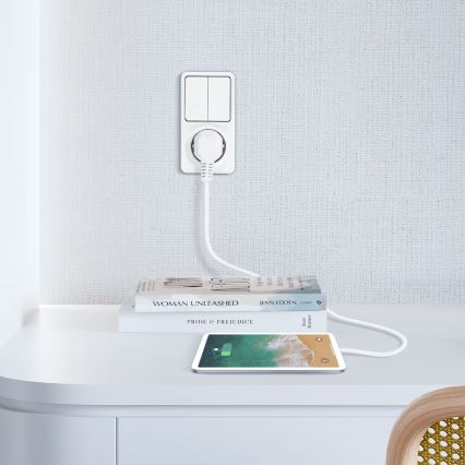 Aigostar - Haus-Schalter 2P mit Steckdose 1x10A/250V SCHUKO
