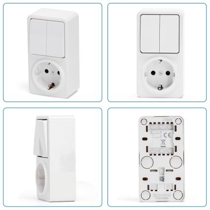 Aigostar - Haus-Schalter 2P mit Steckdose 1x10A/250V SCHUKO