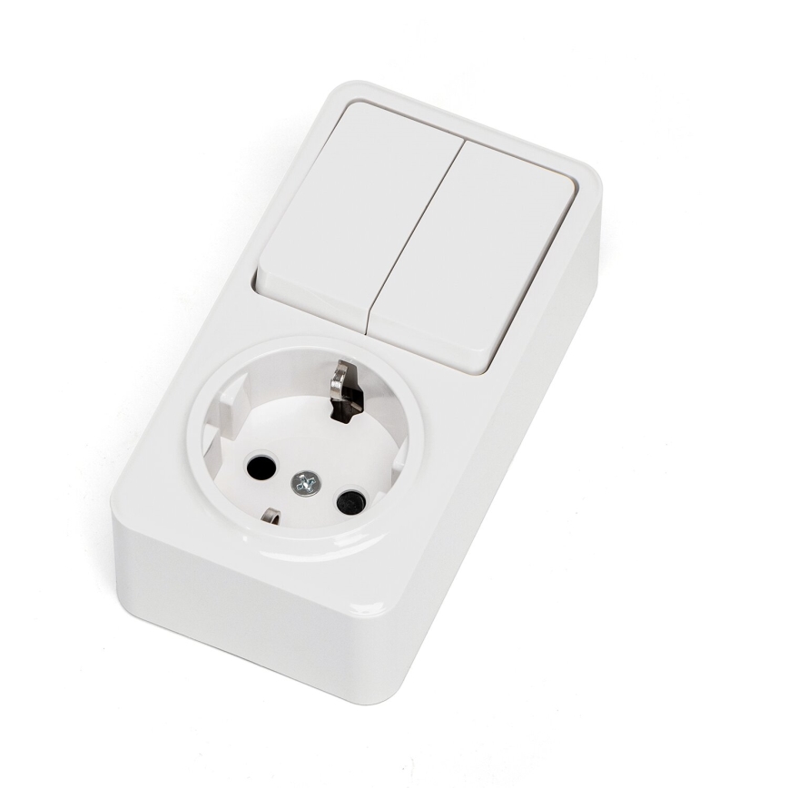 Aigostar - Haus-Schalter 2P mit Steckdose 1x10A/250V SCHUKO