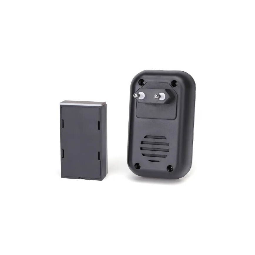 Aigostar - SET 2x kabellose Türklingel für Steckdose 230V/12V IP44 schwarz/kupferfarben