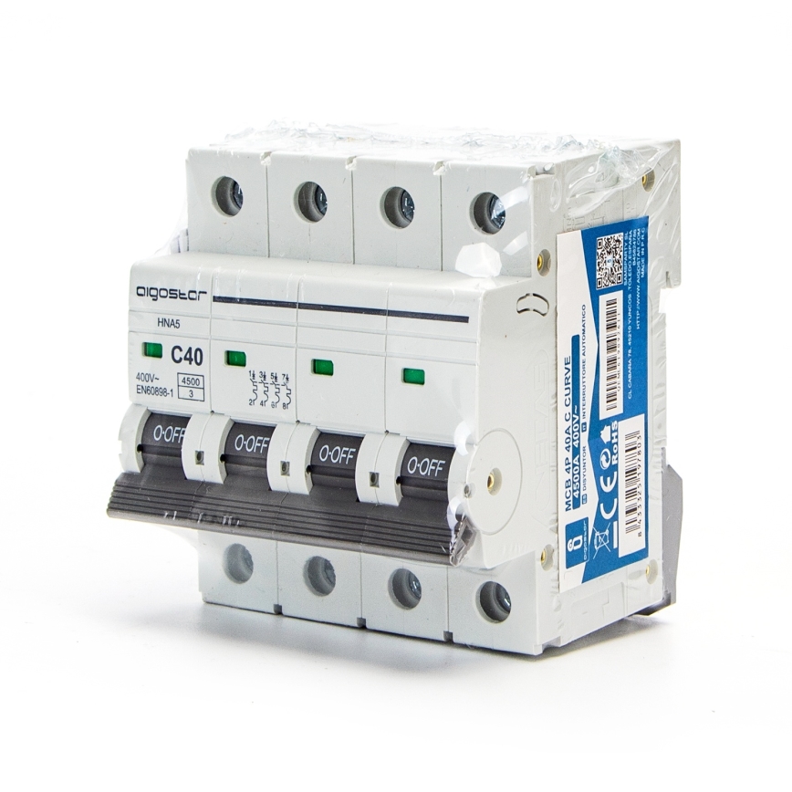 Aigostar - 4-poliger Leitungsschutzschalter 4P-40A-C 400V