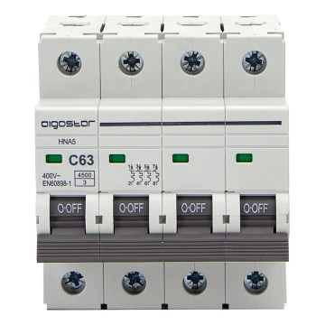 Aigostar - 4-poliger Leitungsschutzschalter 4P-63A-C 400V