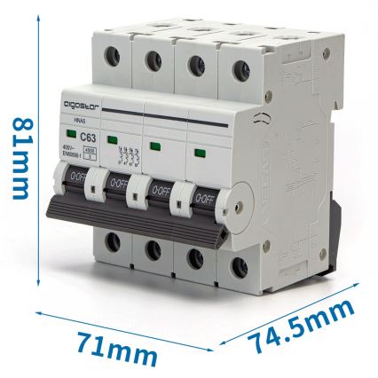 Aigostar - 4-poliger Leitungsschutzschalter 4P-63A-C 400V