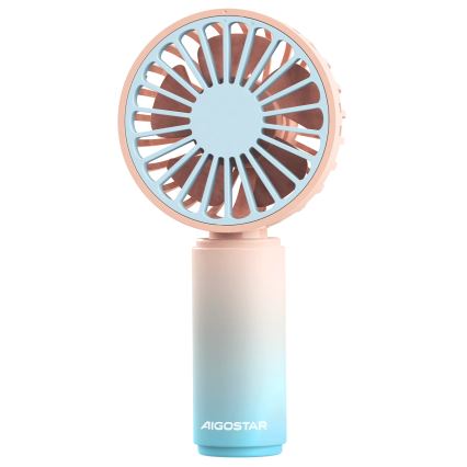 Aigostar - Aufladbar pocket Ventilator 3W/5V 500mAh USB rosa/blau