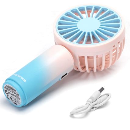 Aigostar - Aufladbar pocket Ventilator 3W/5V 500mAh USB rosa/blau