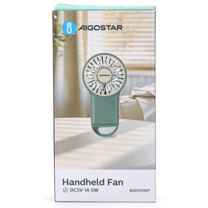 Aigostar - Aufladbar pocket Ventilator 4W/5V 500mAh USB grün
