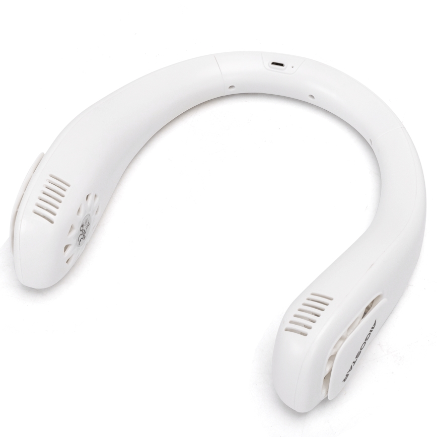 Aigostar - Aufladbarer Nackenventilator 4W/5V 2000mAh weiß