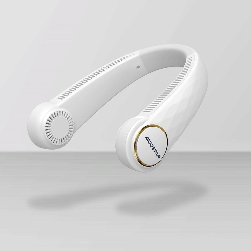 Aigostar - Aufladbarer Nackenventilator 4W/5V 2000mAh weiß