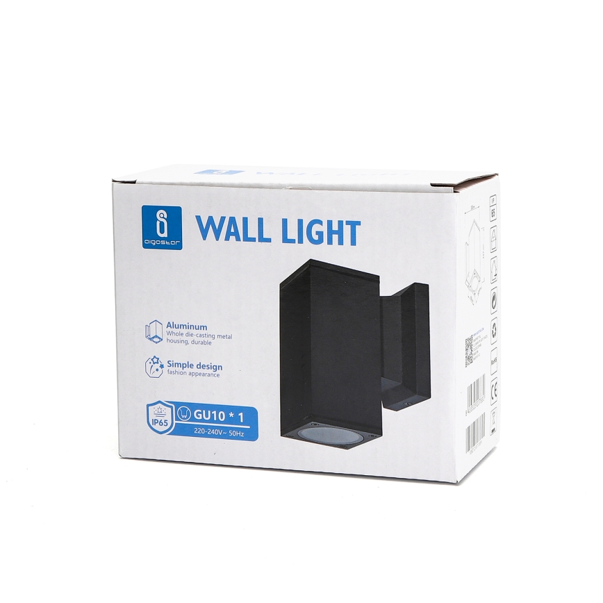 Aigostar - Außenwandleuchte 1xGU10/230V IP65, schwarz, eckig