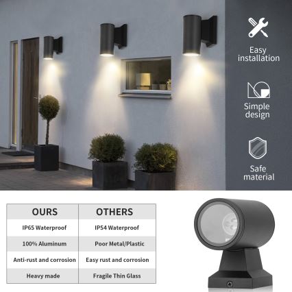Aigostar - Außenwandleuchte 1xGU10/230V IP65 schwarz rund