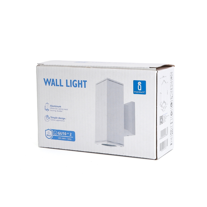 Aigostar - Außenwandleuchte 2xGU10/230V IP65, weiß, eckig