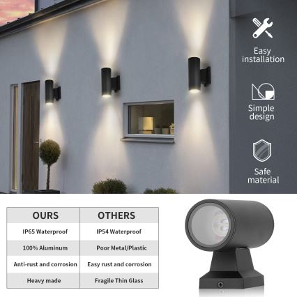 Aigostar - Außenwandleuchte 2xGU10/35W/230V schwarz IP65 rund