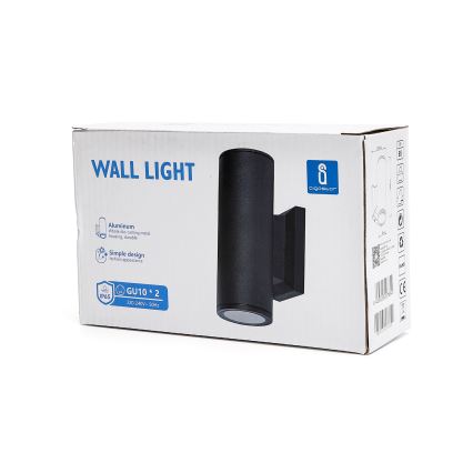 Aigostar - Außenwandleuchte 2xGU10/35W/230V schwarz IP65 rund
