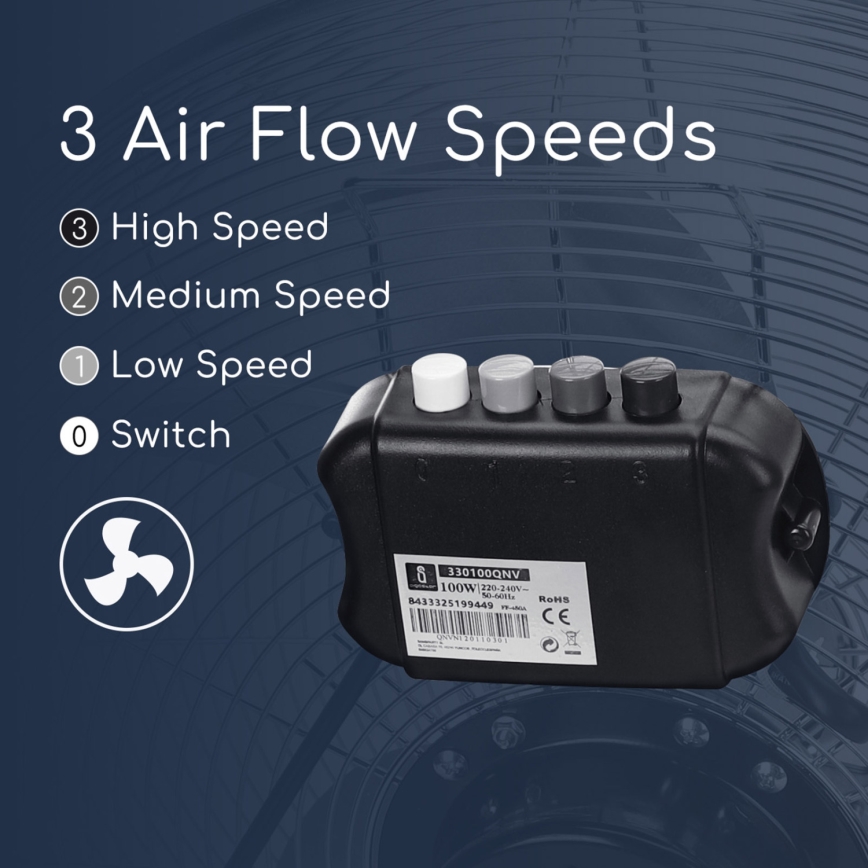 Aigostar - Bodenventilator 100W/230V 51 cm glänzendes Chrom