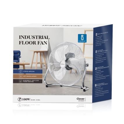 Aigostar - Bodenventilator 100W/230V 51 cm glänzendes Chrom