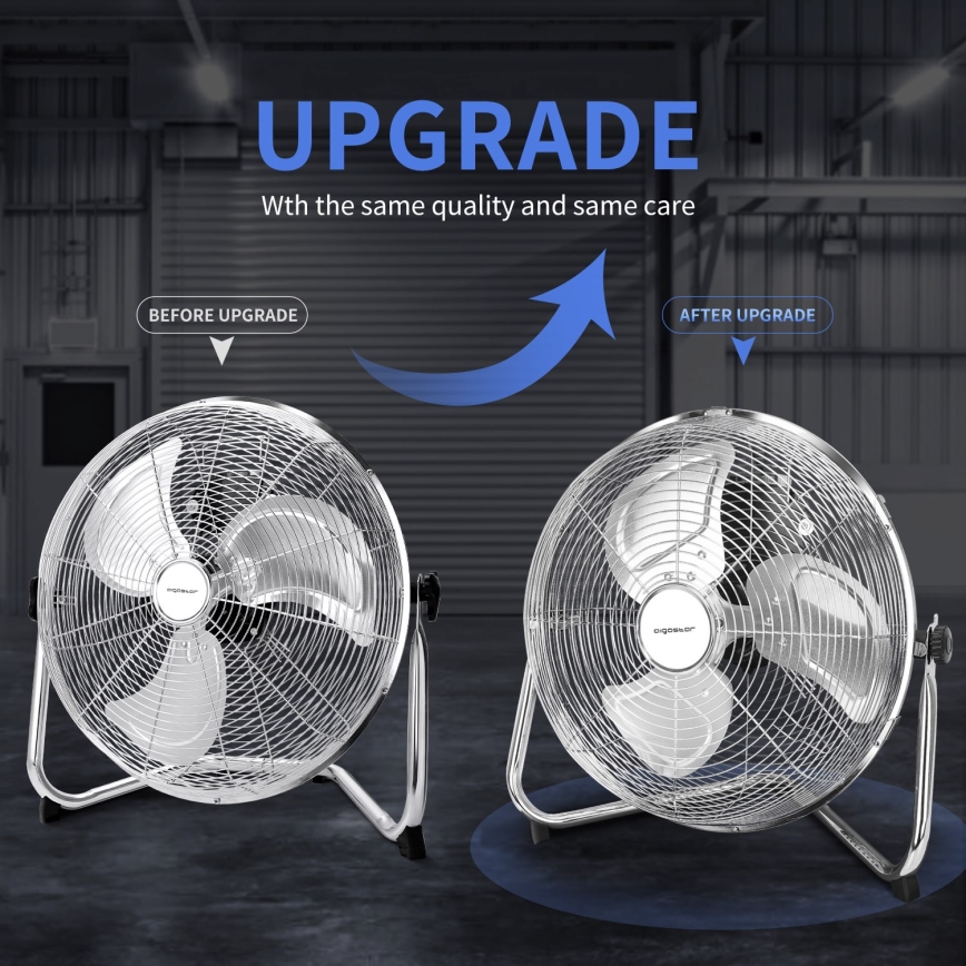 Aigostar - Bodenventilator 60W/230V 44,5 cm glänzendes Chrom