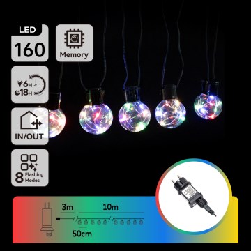 Aigostar - dekorative LED-Außen-Lichterkette, 160 LEDs, 10 m, IP44, mehrfarbig