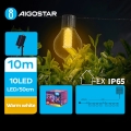 Aigostar - Dekorative LED-Solarkette 10xLED/8 Funktionen 10,5m IP65 warmweiβ