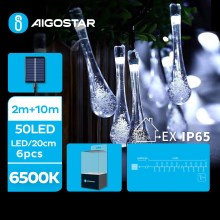 Aigostar - Dekorative LED-Solarkette 50xLED/8 Funktionen 12m IP65 kaltweiß