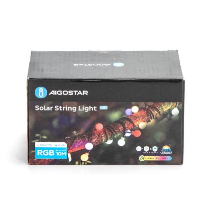 Aigostar - Dekorative LED-Solarkette 50xLED/8 Funktionen 12m IP65 mehrfarbig