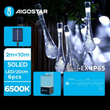 Aigostar - Dekorative LED-Solarlichterkette 50xLED/8 Funktionen 12m IP65 kaltweiß 800 mAh