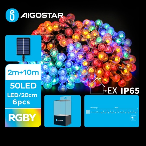 Aigostar - Dekorative LED-Solarlichterkette 50xLED/8 Funktionen 12m IP65 mehrfarbig