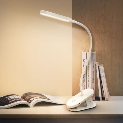 Aigostar - Dimm- und aufladbare LED-Tischleuchte mit Klemme LED/2,5W/5V 1200mAh weiß