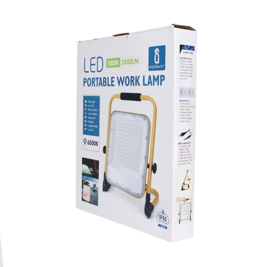 Aigostar - Dimm- und aufladbarer LED-Strahler LED/100W/5V 6500K IP65